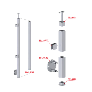 Nerezový stĺp, bočné kotvenie, výplň: sklo, ľavý - slide 2