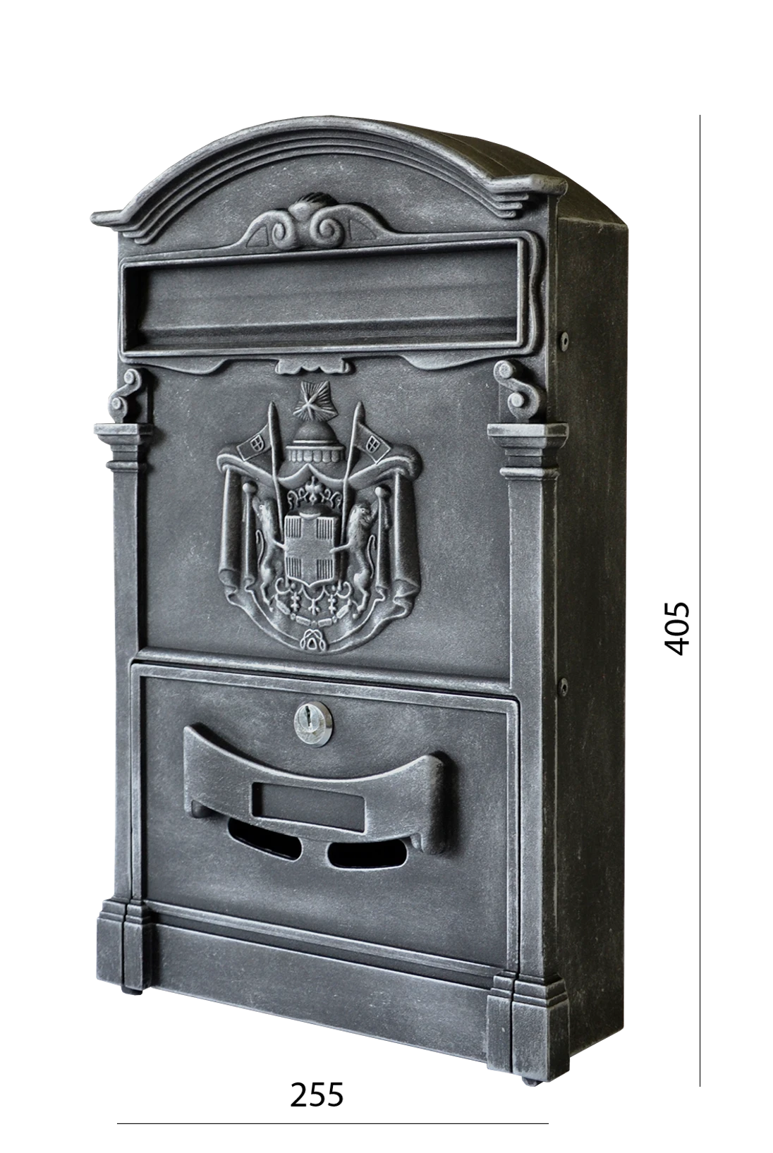 Schránka poštová, 255 x 405 x 90 mm, strieborná patina