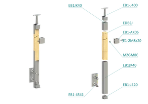 Dřevěný sloup, boční kotvení, výplň: sklo, levý - slide 1