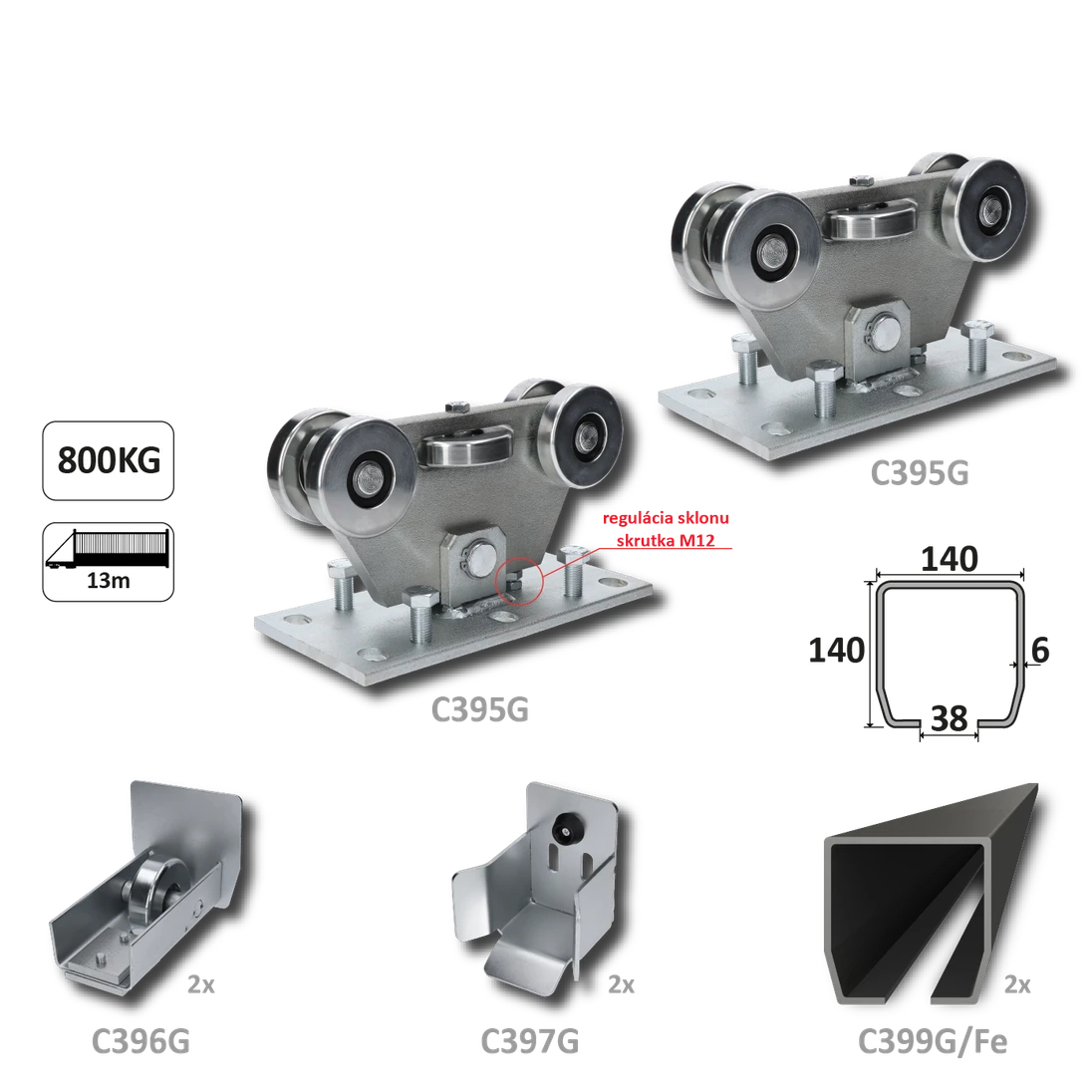 GRANDE samonos do 800 kg, profil 140 x 140 x 6000 mm