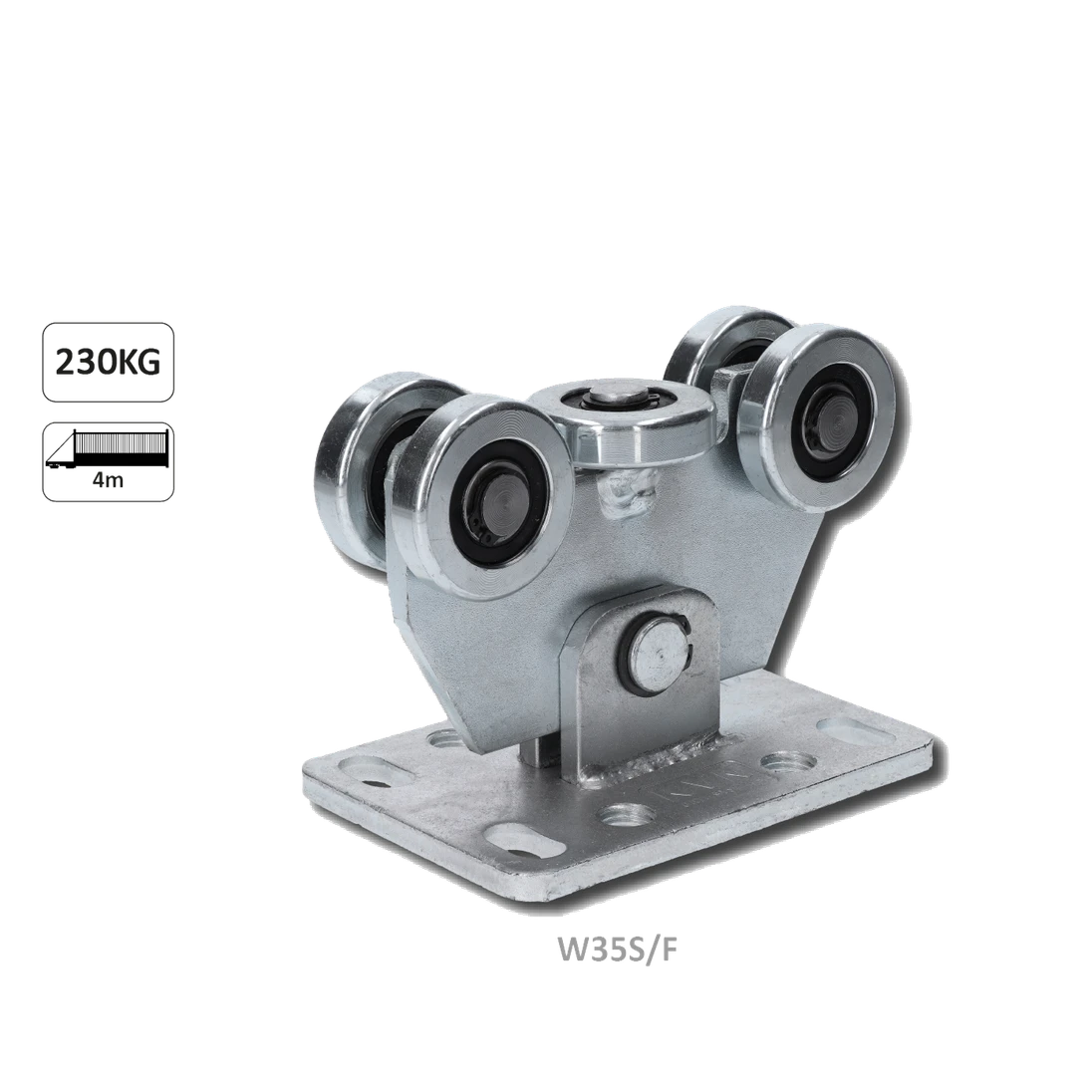 Vozík do 230 kg, pevný, profil 60 x 60 mm, pozinkovaný