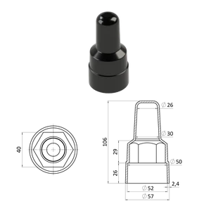 Krytka plastová na matice a skrutky M24, predĺžená, čierna - slide 0