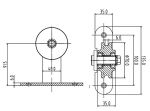 Systém pro posuvné dveře, L=2000mm, RAL 9005 matná - slide 3