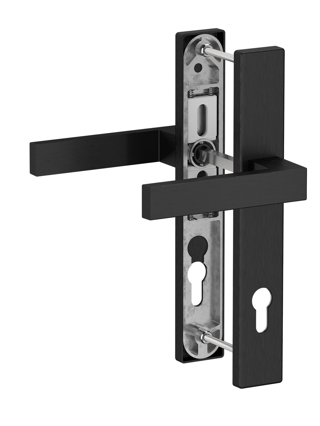 Hliníkový set so štítom kľučka/kľučka, čierny brúsený elox