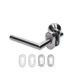 Kľučka (L) + Guľa (pevná), vyhnutá, brúsená nerez AISI 304