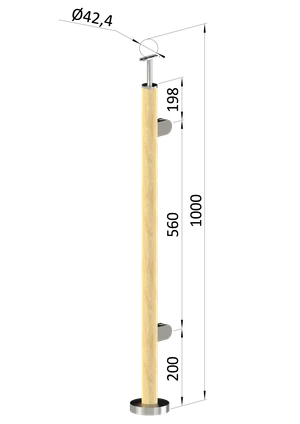 Dřevěný sloup, vrchní kotvení, výplň: sklo, pravý - slide 1