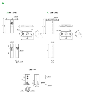 Nerezový vypalovaný sloup, boční kotvení, 8děrový - slide 3