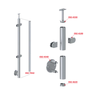 Nerezový stĺp, bočné kotvenie, výplň: sklo, priechodný - slide 2