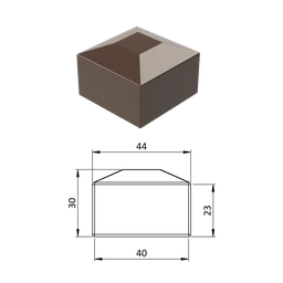 Vonkajšia krytka 40 x 40 mm, plastová PE, hnedá