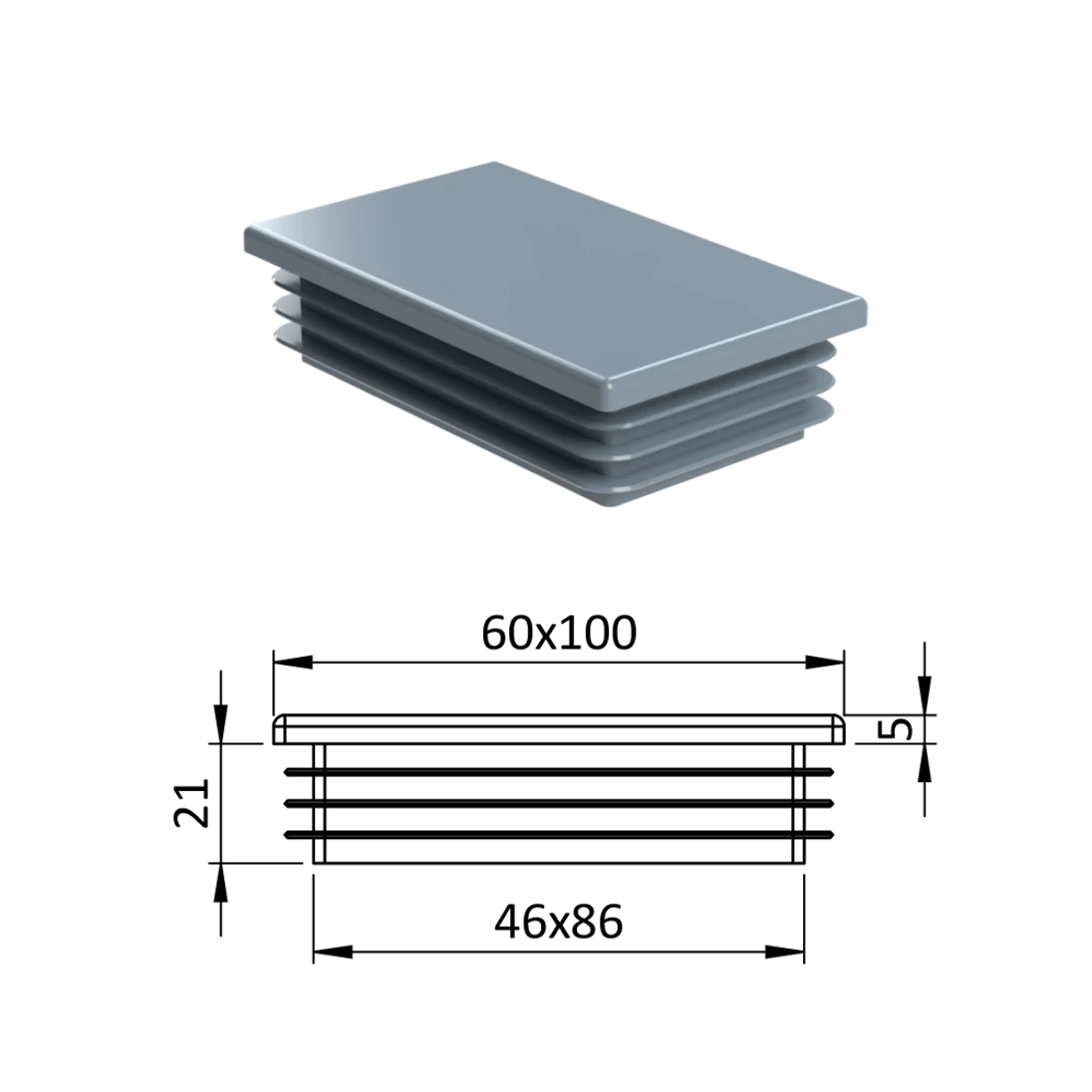 Krytka plastová 60 x 100 mm