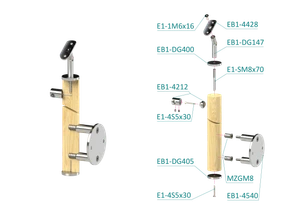 Dřevěný sloup, boční kotvení, 5řadový, průchozí, vnější - slide 2