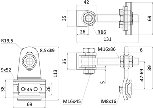 Pant M16 Navařovací, otevíratelný 180°, nastavitelný 3D,  pozinkovaný - slide 3