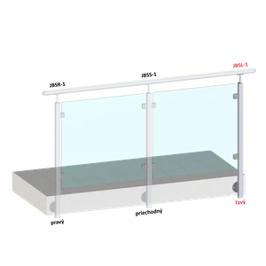 Nerezový stĺp, bočné kotvenie, výplň: sklo, ľavý - slide 1