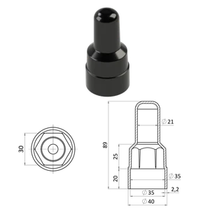 Krytka plastová na matice a skrutky M20, predĺžená, čierna - slide 0