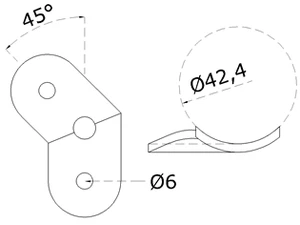 Nadpájacia platňa (uhol 45°) na ø 42,4 mm, leštená AISI 304 - slide 1