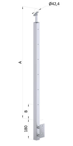 Nerezový sloup, boční kotvení, 6řadový M6, vnitřní