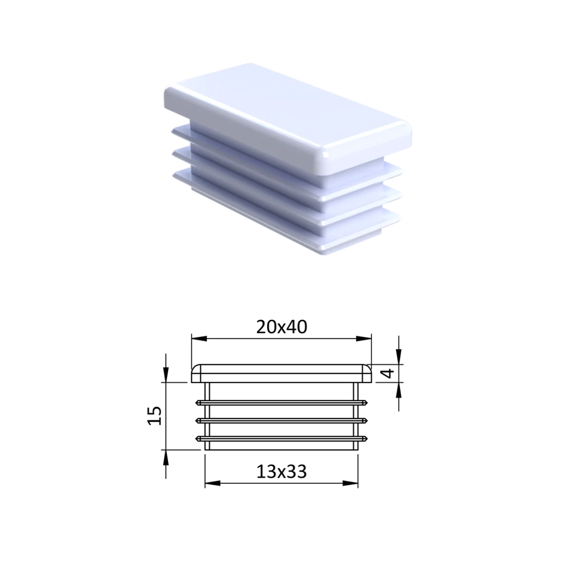 Krytka plastová 20 x 40 mm