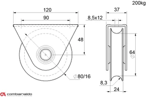 Vodiace koliesko ø 80 mm, pre C902/16, nosnosť 200 kg - slide 1