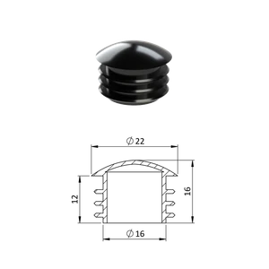 Vnútorná krytka guľatá ø 22 mm, plastová, čierna - slide 0