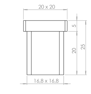 Ukončení na jekl 20x20x1,5 mm, broušená nerez K320 / AISI304 - slide 1