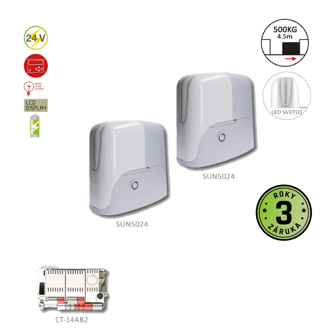 900KSUN5024TW pre protichodné posuvné brány do 4,5 m/500 kg