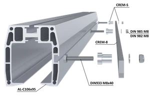 Samonos do 350 kg/6,5 m, profil 95 x 106  mm, hliník - slide 2