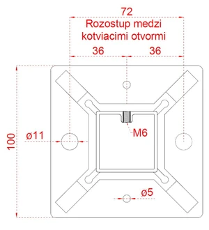 Nerezový stĺp, vrchné kotvenie, 5-radový M6 - slide 3