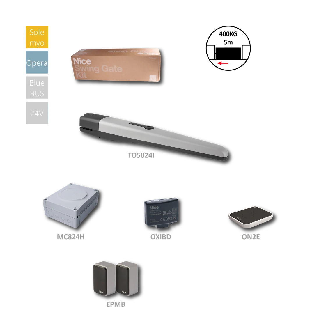 TO5024I sada pre jednokrídlovú bránu do 5 m/krídlo