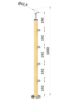 Dřevěný sloup, vrchní kotvení, 4řady, průchozí - slide 0
