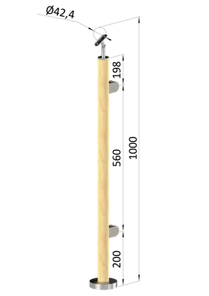 Drevený stĺp, vrchné kotvenie, výplň: sklo, pravý - slide 0