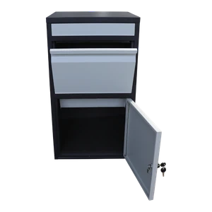 Box na balíky s prepadovou lištou, farba: čierno/biela - slide 1