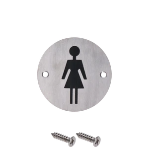 Piktogram `Dámy`, okrúhly, brúsená nerez AISI 304 - slide 0