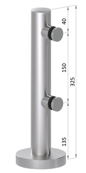 Nerezový stĺpik na sklo s dvomi svorkami AISI 304 - slide 1