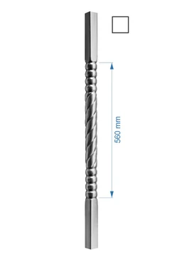 Tyč-rúrková 1000 mm so štvorcovou zakladňou 25 x 25 mm