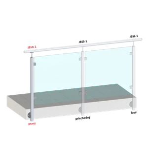 Nerezový stĺp, bočné kotvenie, výplň: sklo, pravý - slide 1