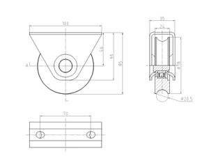 Vodiace koliesko ø 80 mm s oporou, nosnosť 200 kg - slide 1