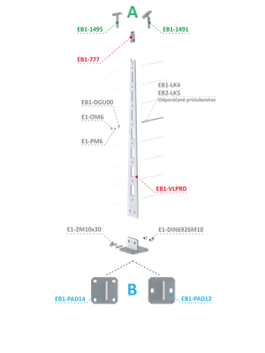 Nerezový vypalovaný sloup, vrchní kotvení, 8děrový - slide 1