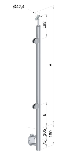 Nerezový stĺp, bočné kotvenie, výplň: sklo, ľavý - slide 0