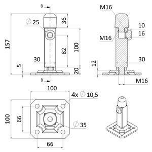 Nastavitelný doraz posuvných vrat, 100x100mm, pozinkovaný - slide 3