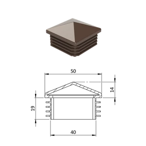 Krytka plastová se stříškou 50 x 50 mm, hnědá - slide 0