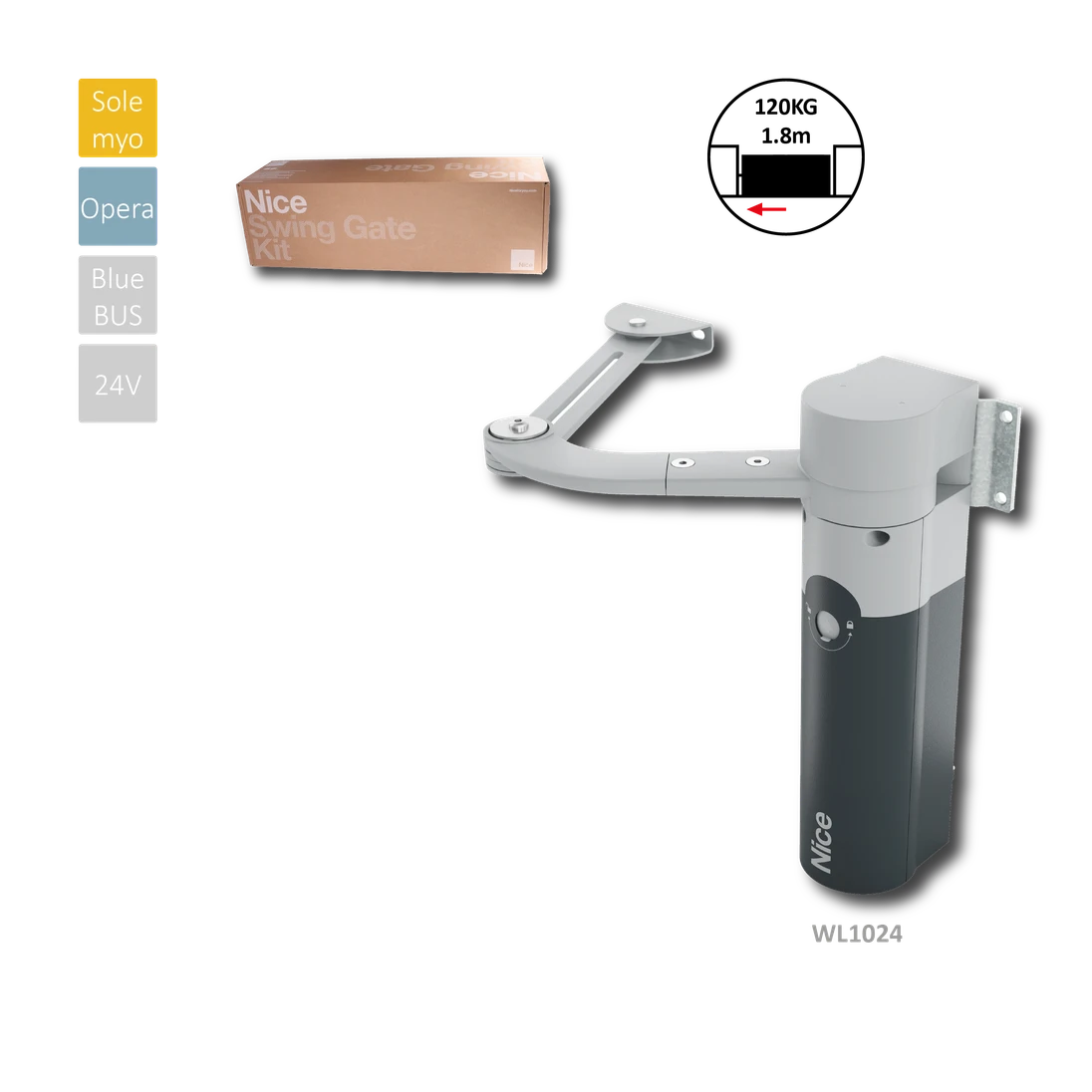 Walky1024 samostatný pohon pre krídlovú bránu WL1024