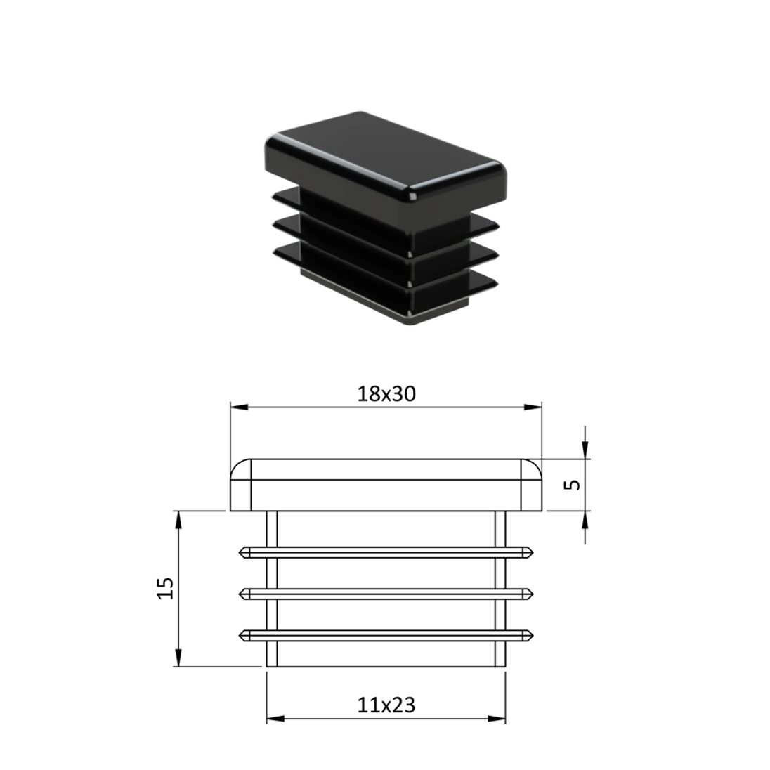 Krytka plastová 18 x 30 mm