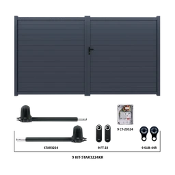 Krídlová brána, hliníková, 4000 x 1788 mm s pohonom STAR3224KR