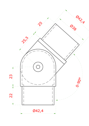 Spojka s kloubem na trubku ø 42,4 mm, broušená AISI 316 - slide 1