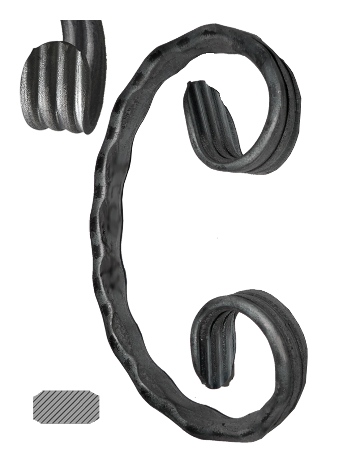 Céčko 120 x 70 mm, 12 x 6 mm, zdobené, široké rozkutie