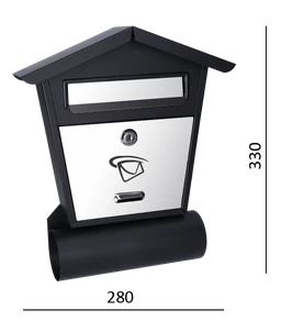 Schránka poštová, max. formát listu B6, AISI 430/čierna