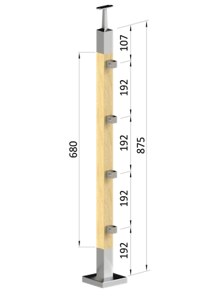 Drevený stĺp, vrchné kotvenie, priechodný, 4-radový - slide 0