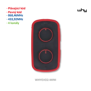 Vysielač Evo2 4-kanálový, 433/868 MHz, pevný/plávajúci kód - slide 1