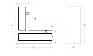 Úchyt skla rohový, sklo 12 mm, brúsená nerez AISI 304 - slide 2