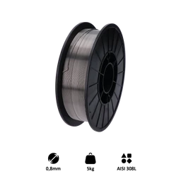Zvárací drôt, AISI 308L, 0,8 mm, 5 kg, MIG-MAG nerez